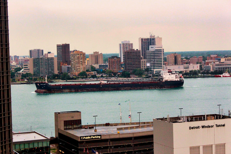 Detroit looking at Windsor.  Photographed by Greg McNeilly